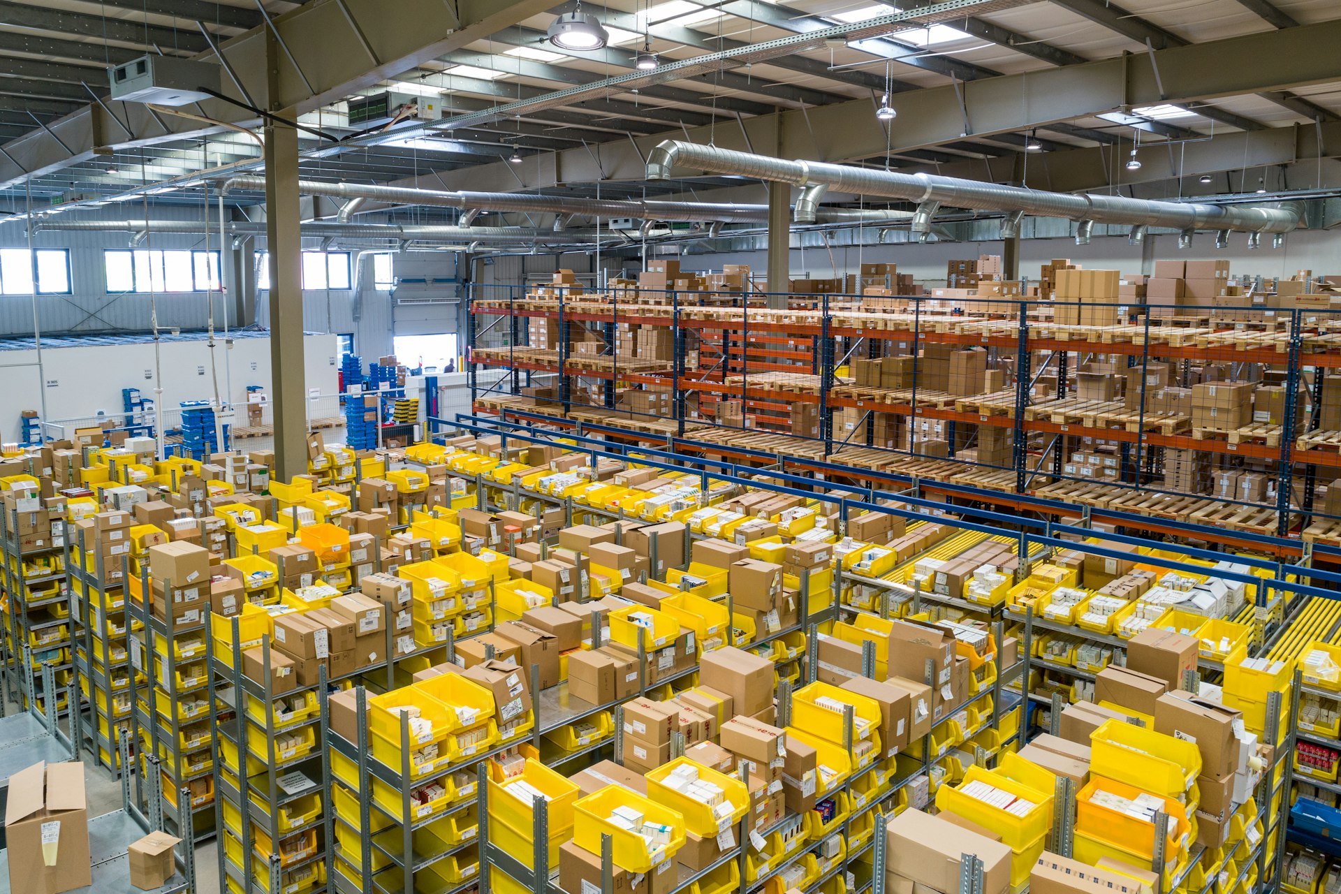 Organized resale inventory and shipping parcel fulfillment workspace